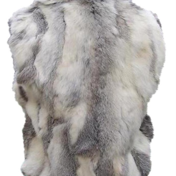 Cache Metallic Leather Fur Vest Diagonal Zipper Lined $278 NWT New Gray White - Picture 4 of 9